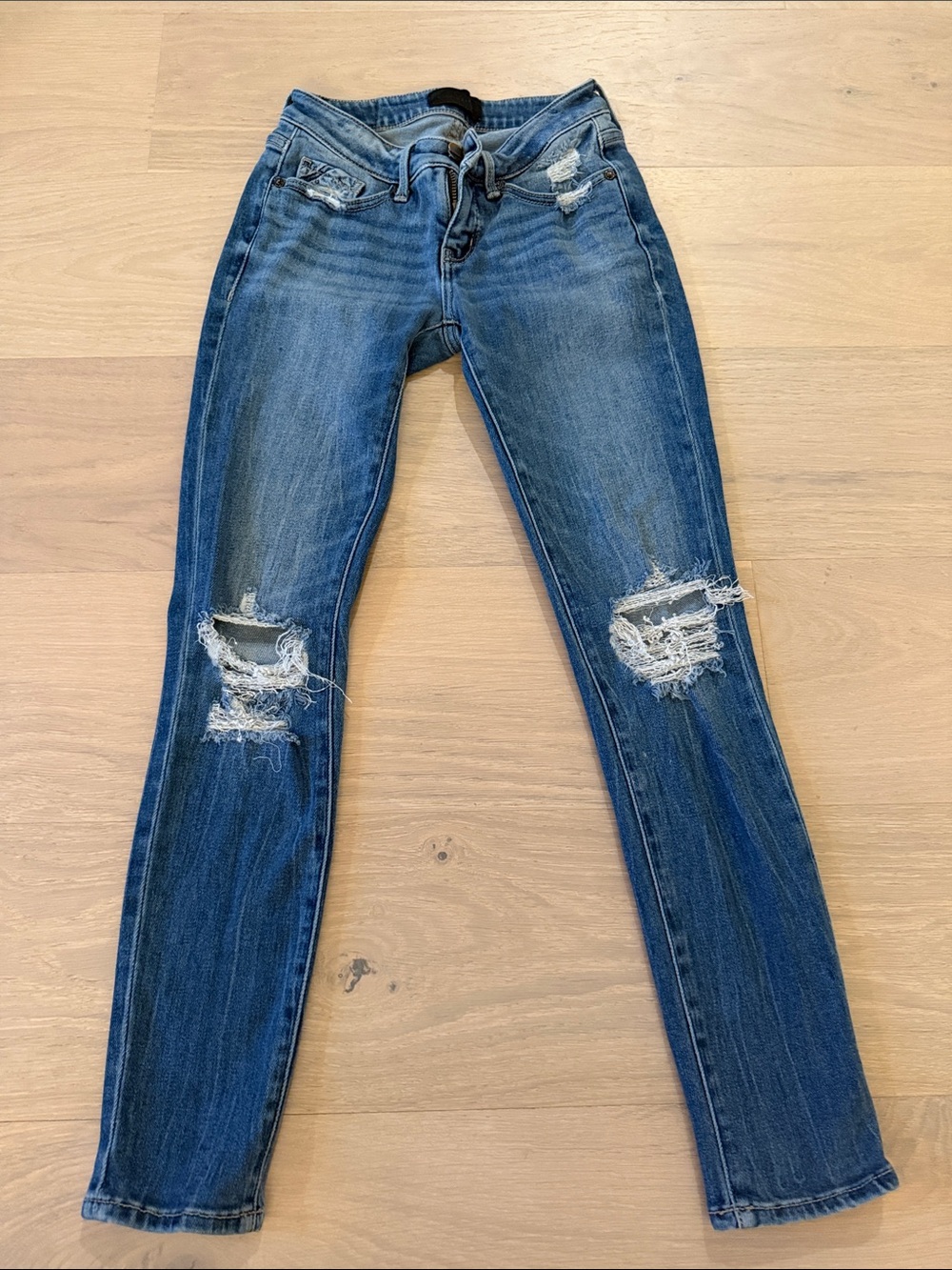 Buckle Black Women's Ankle Skinny Ripped Knee Jeans 24x27